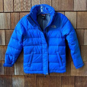 The North Face Royal Blue Zip Front Down Puffer with Stand Collar in Youth 4